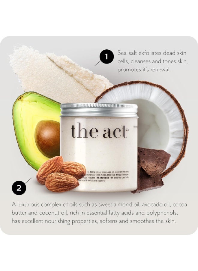 The Act Exfoliating Body Scrub with Sea Salt & Coconut - Nourishing Restores Cleanser Body Balm - Home Spa Care, Vegan, Organic (10.58 Oz, Coconut) - Image 4